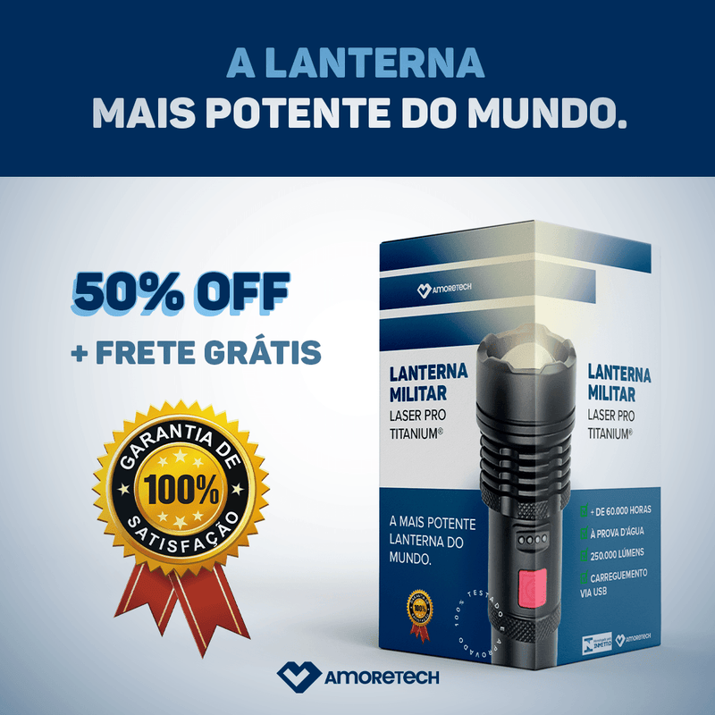 Lanterna MILITAR A prova d'água Laser Pro Titanium® - Mais Potente do Mundo [50% OFF] - Minha loja